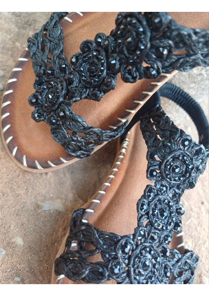 Guja 24Y152-18 Kız Çocuk Hasır Desen Taşlı Sandalet