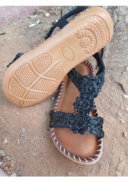 Guja 24Y152-18 Kız Çocuk Hasır Desen Taşlı Sandalet