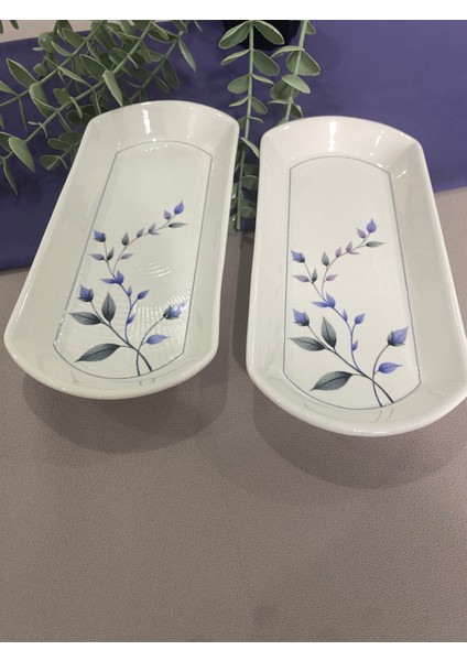 Mor Menekşe 2 Adet Oval Tabak