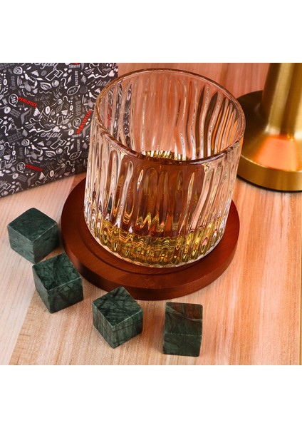 Bardak Altlıklı 360° Dönen Viski Bardağı ve Granit Viski Taşı