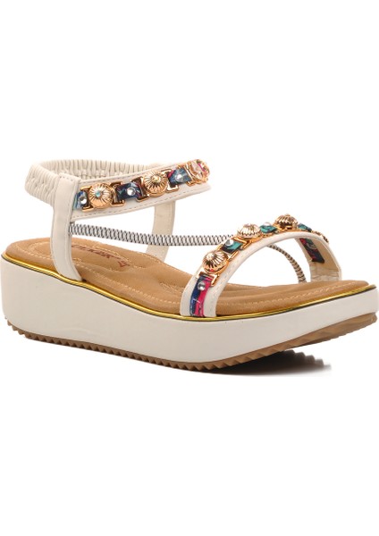 Ayakmod Beyaz Kadın Sandalet