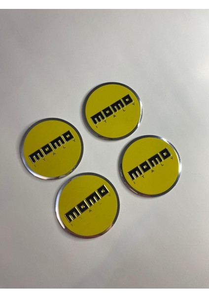 Momo Jant Logo Yapıştırma Etiket Amblem Siyah-Sarı 60MM
