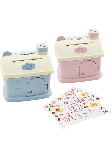 Küçük Ev Modeli Kilitli R.plastik Figürlü Çocuk Kumbara Stickerlı 12 x 14 x 9.5 cm (4825)