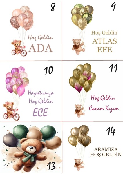 İsme özel Balonlu kız-erkek Bebek çikolatası 48 adet