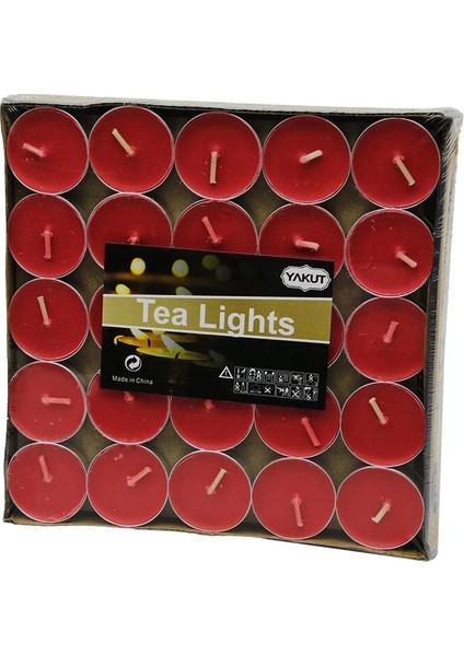 50 Parça Kırmızı Tea Light Mum