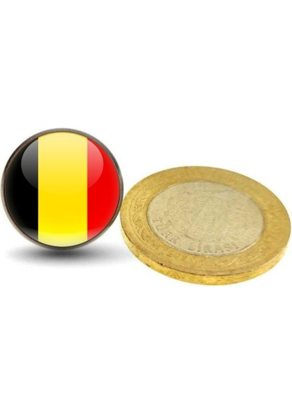 Belçika Belgium Yaka Rozeti Ülke Bayrağı Paslanmaz Çelik Iğneli 3D Yuvarlak Camlı Rozet modelleri