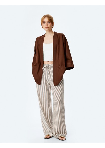 Pamuklu Cepli 3/4 Geniş Kol Oversize Kimono fiyatları