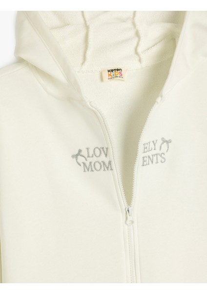 Pamuklu Fermuarlı Uzun Kollu Kapşonlu Sweatshirt