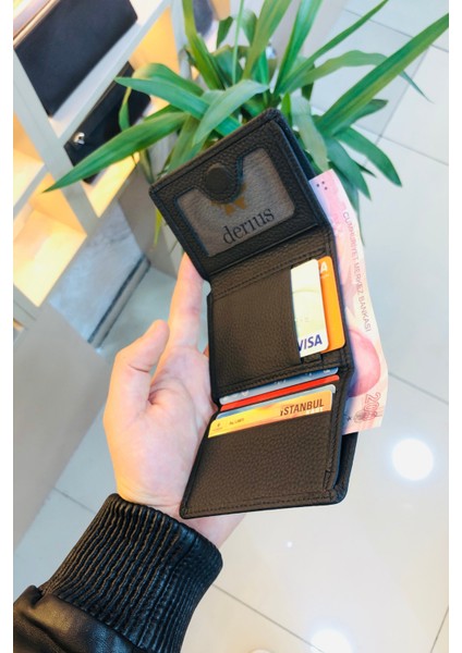 Cross Siyah Mıknatıslı Dikey Model Deri Kişiye Özel Isim Baskılı Erkek Cüzdanı