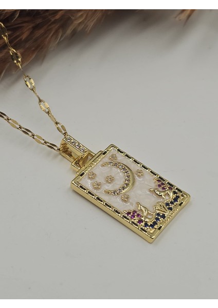Pearl The Moon Tarot Ay Kartı Çelik Kolye fiyatları
