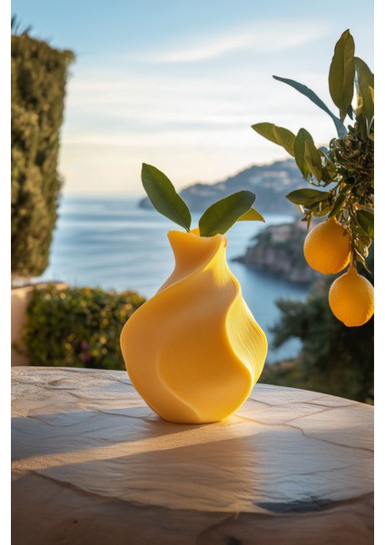 Limon Tasarımlı Spiral Tasarım Vazo - 20 cm - Sert Plastik