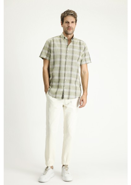 Kısa Kol Regular Fit Ekose Spor Pamuk Gömlek fiyatları