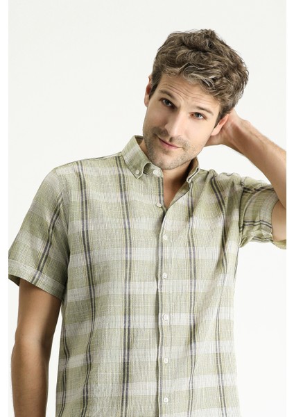 Kısa Kol Regular Fit Ekose Spor Pamuk Gömlek modelleri