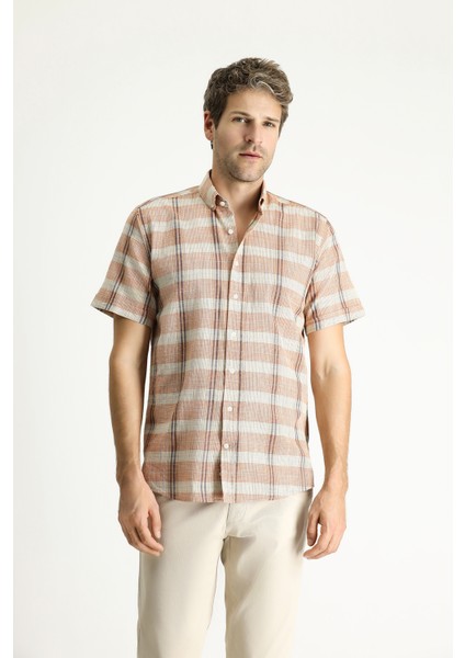 Kısa Kol Regular Fit Ekose Spor Pamuk Gömlek modelleri