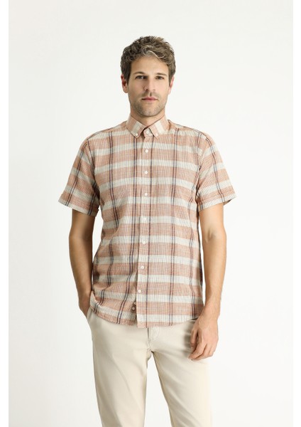 Kısa Kol Regular Fit Ekose Spor Pamuk Gömlek fırsatları