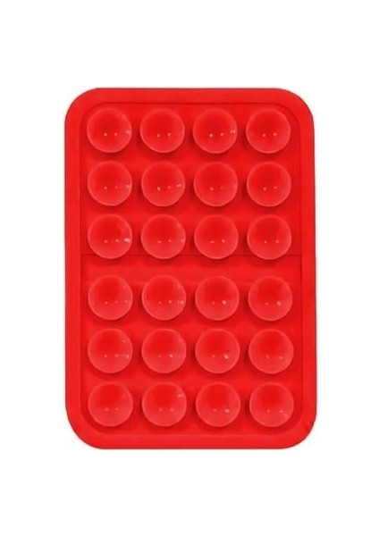 Vantuzlu Silikon Telefon Tutucu Kırmızı