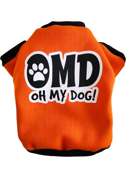 Kedi Köpek Kıyafeti Omg Baskılıturuncu Sweatshirt