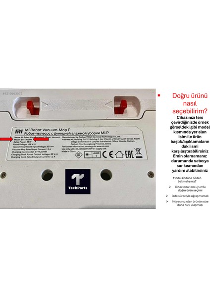 Techpart Xiaomi Vacuum Mop 2 Pro (MJST1SHW) Robot Süpürge Uyumlu 4'lü Yedek Parça Seti