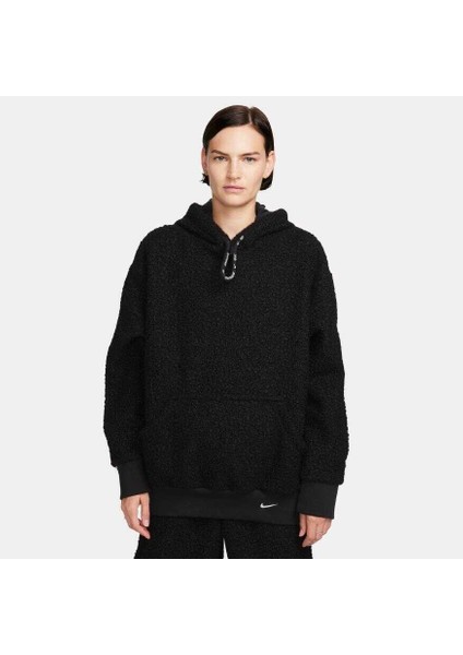 Nsw Collection Sherpa Hoodie Kadın Beyaz Oversize Bol Kesim Polarlı Sweatshirt FB8783-010