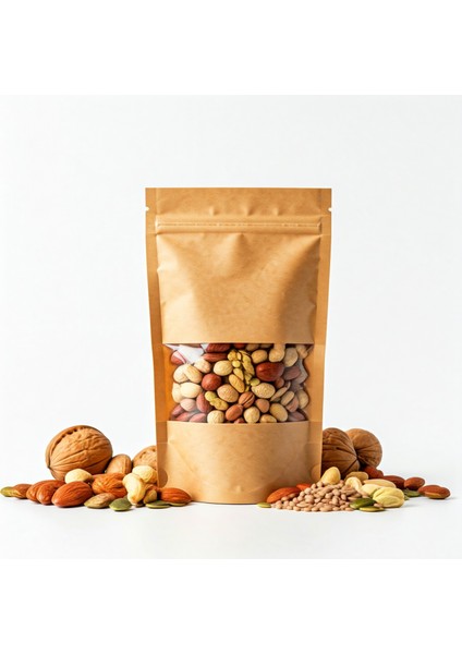 8,5X14,5 Kraft pencereli Kilitli Doypack 50 Adet