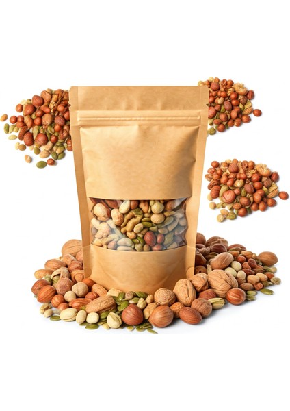 8,5X14,5 Kraft pencereli Kilitli Doypack 50 Adet