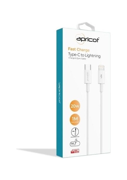 APC-PD15L Type-C To Lıghtnıng 1m 20W Beyaz Şarj+Data Kablosu