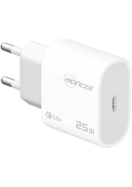 APC-U435 Type-C 25W Beyaz Hızlı Şarj Adaptörü