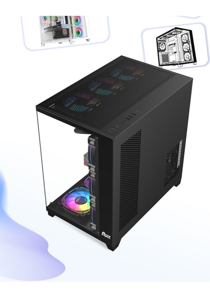 Gaming Boş Kasa Temperli Cam Şeffaf 42X28CM Bilgisayar Kasası 425X280X420MM indirimleri