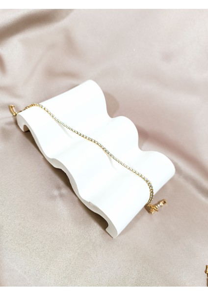 14K Altın Kaplama Çelik Bileklik - Minimal Taş Işlemeli Ince Tasarım fiyatları