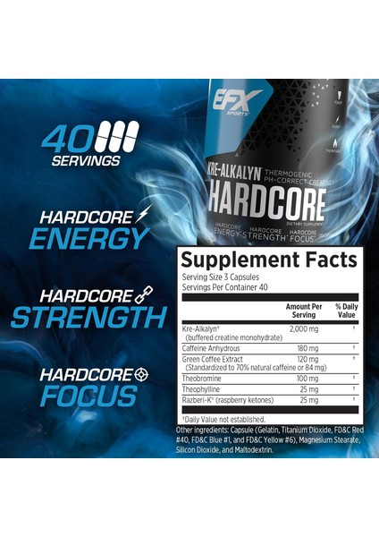 Sports Kre-Alkalyn Creatine Hardcore 120 Capsules modelleri