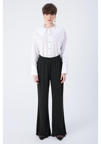 Antrasit-Piliseli Bol Paça Beli Lastikli Pantolon fiyatları