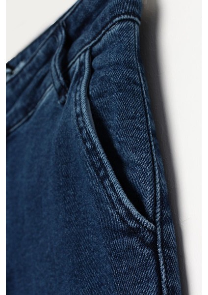 Mavi-Pamuklu Wide Leg Denim Pantolon