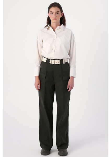 Haki-Palaska Kemerli Cepli Bol Paça Pantolon fiyatları