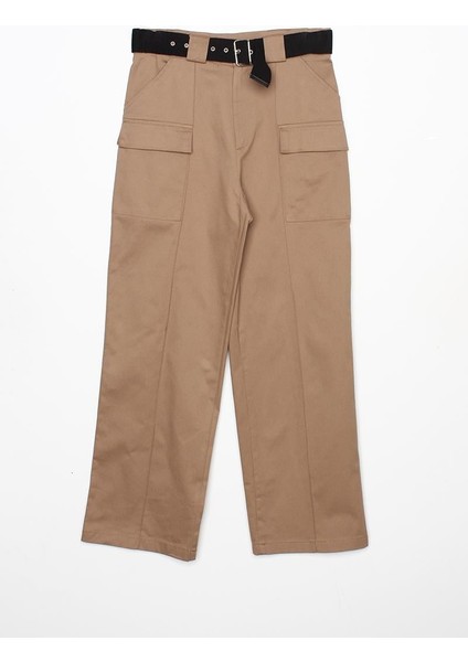 Bej-Palaska Kemerli Cepli Bol Paça Pantolon indirimleri