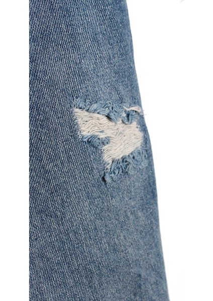 MAVI01-YIRTIK Detaylı Bol Paça Denim Pantolon indirimleri