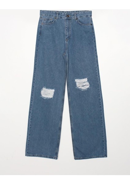MAVI02-YIRTIK Detaylı Wide Leg Pantolon