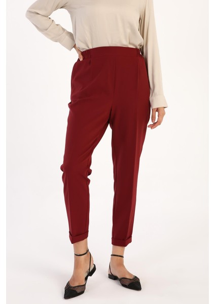 Bordo-Beli Lastikli Havuc Pantolon fiyatları