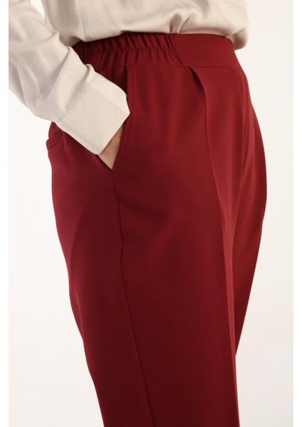 Bordo-Beli Lastikli Havuc Pantolon indirimleri