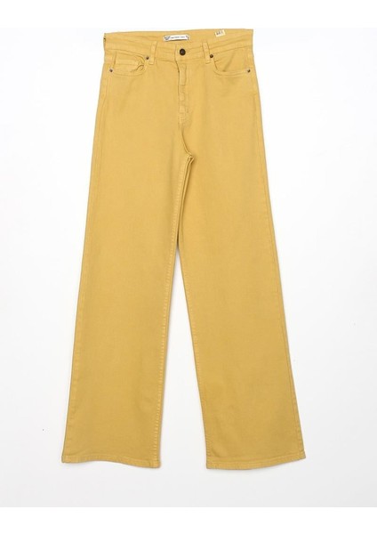 Hardal-Wide Leg Yüksek Bel Pantolon