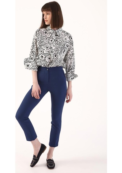 Indigo-Dar Paça Kumaş Pantolon