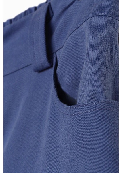 Mavi-Pamuklu Geniş Paça Katlamalı Pantolon indirimleri