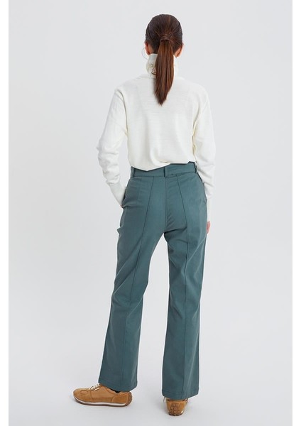 Pastel Yeşili-Çımalı Rahat Boru Paça Pantolon indirimleri