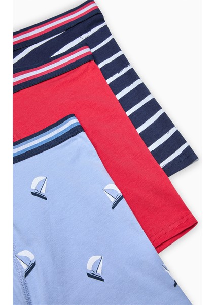 Erkek Blue Sailor 3lü Çok Renkli Boxer