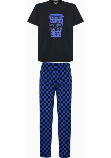 Make Coffee Çok Renkli Pantolonlu Pijama Takımı