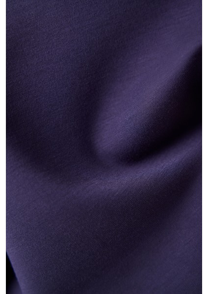 Koyu Indigo Yarım Fermuarlı Kapüşonlu Silky Touch Sweatshirt