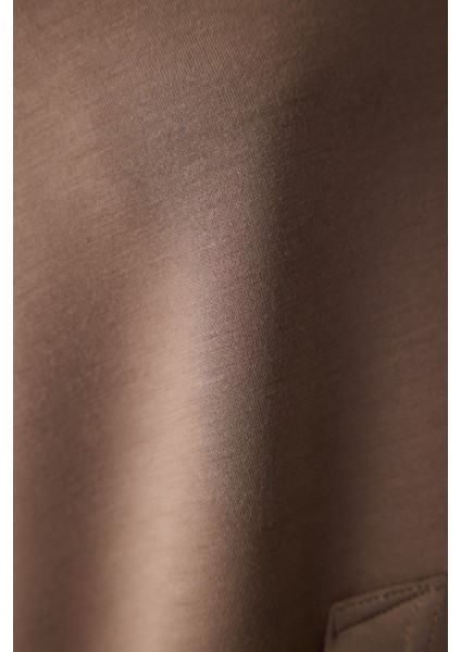 Silky Feel Zipped Vizon Rengi Sweatshirt