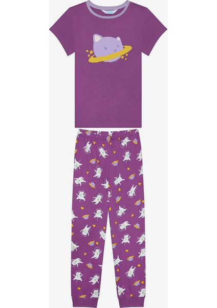 Pamuklu Kız Çocuk Universe 2li Çok Renkli Pijama Takımı fiyatları