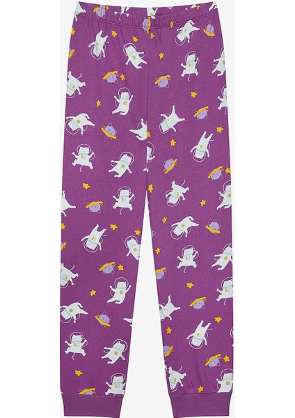 Pamuklu Kız Çocuk Universe 2li Çok Renkli Pijama Takımı fırsatları