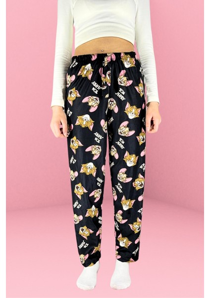 Dreamy Soft Kadife Dokulu Desenli Süet Pijama Altı Pantolon