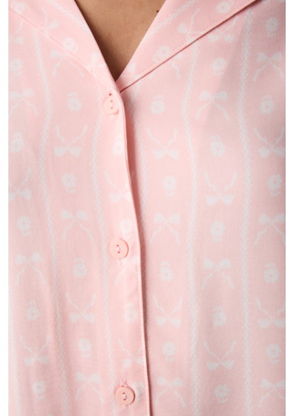 Cute Bows Gömlek Pantolon Pijama Takımı